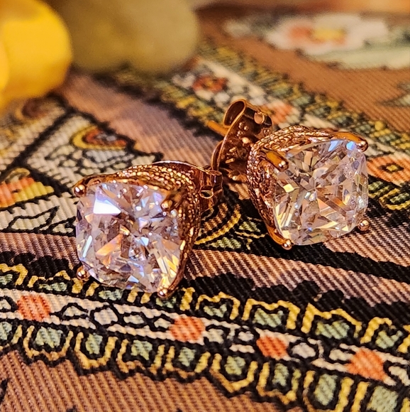 Bella Luce Jewelry White Cz Stud Earrings In 4k Rose Gold Over